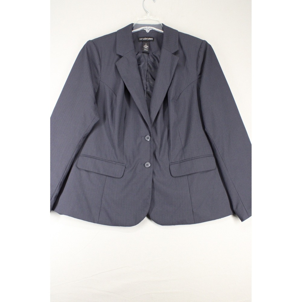 Lane Bryant Blazer Womens 20 Gray Pinstripe Two Button Career Professional